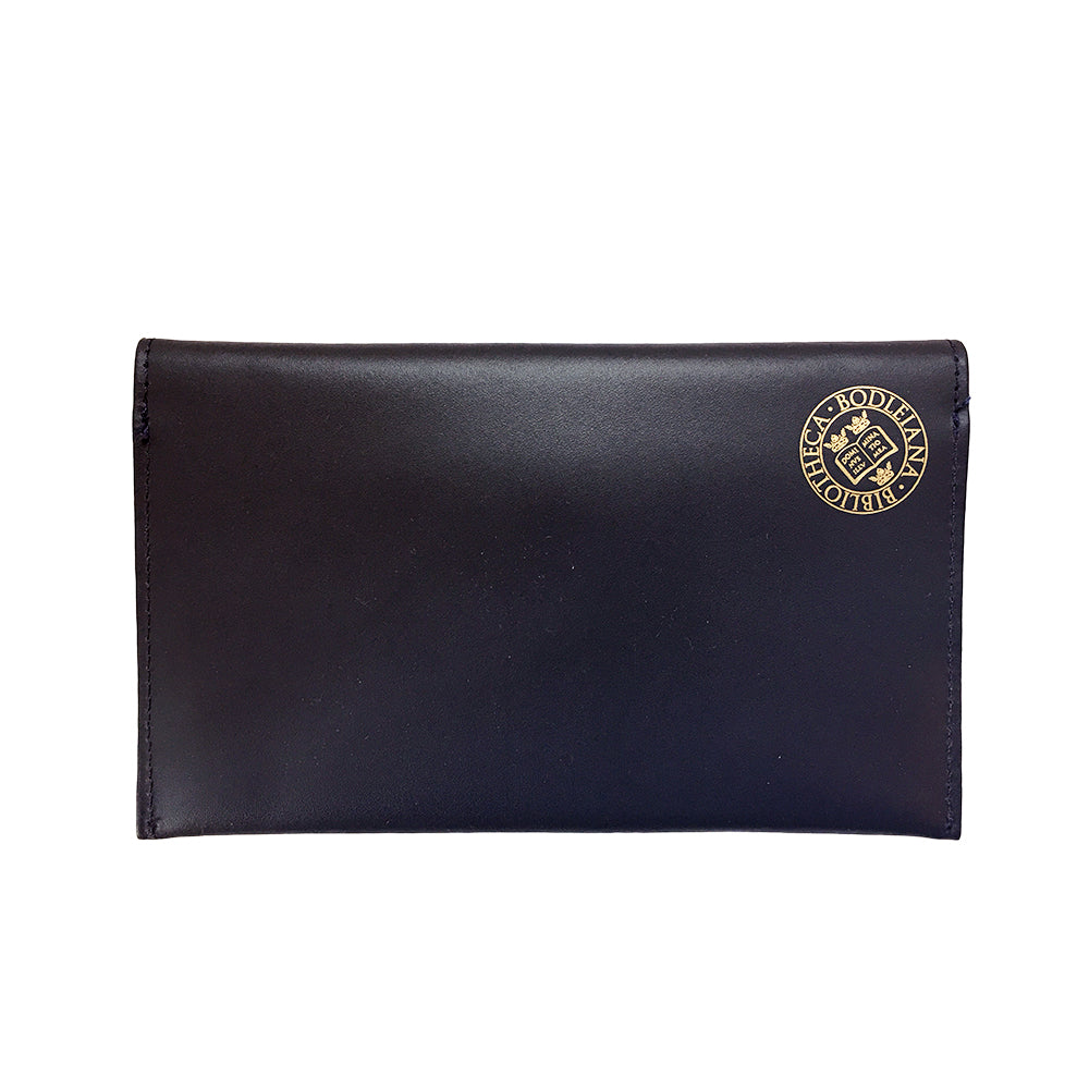 Library Stamp Leather Receipts Envelope - Navy