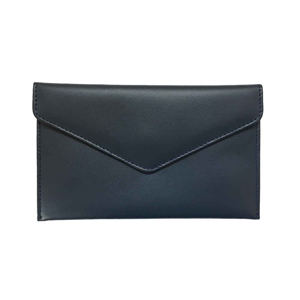 Library Stamp Leather Receipts Envelope - Navy