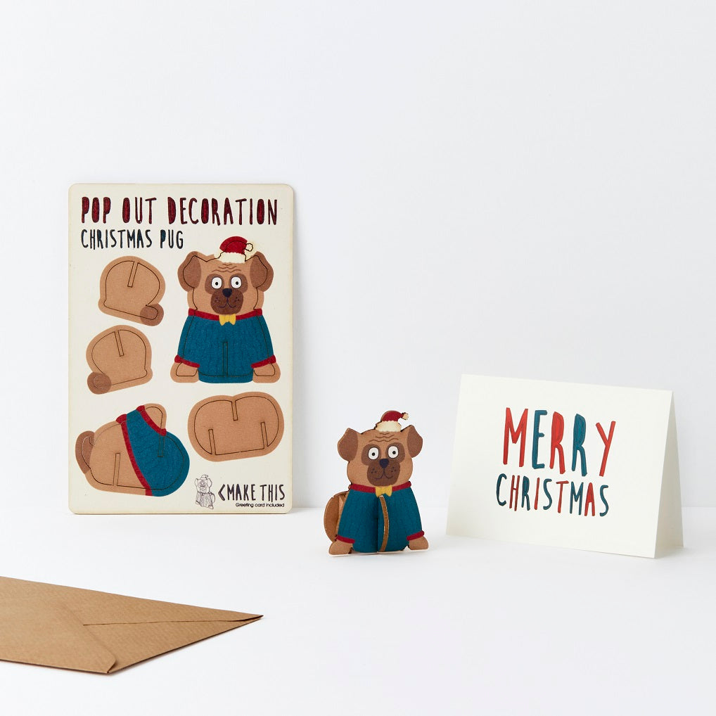 Pop Out Pug Decoration Card